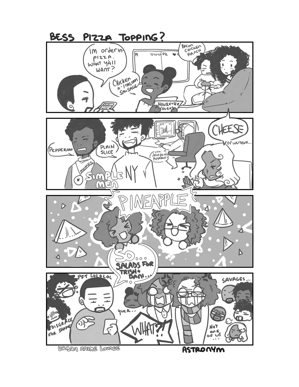 Urban Anime lounge:  Bess Pizza Topping?